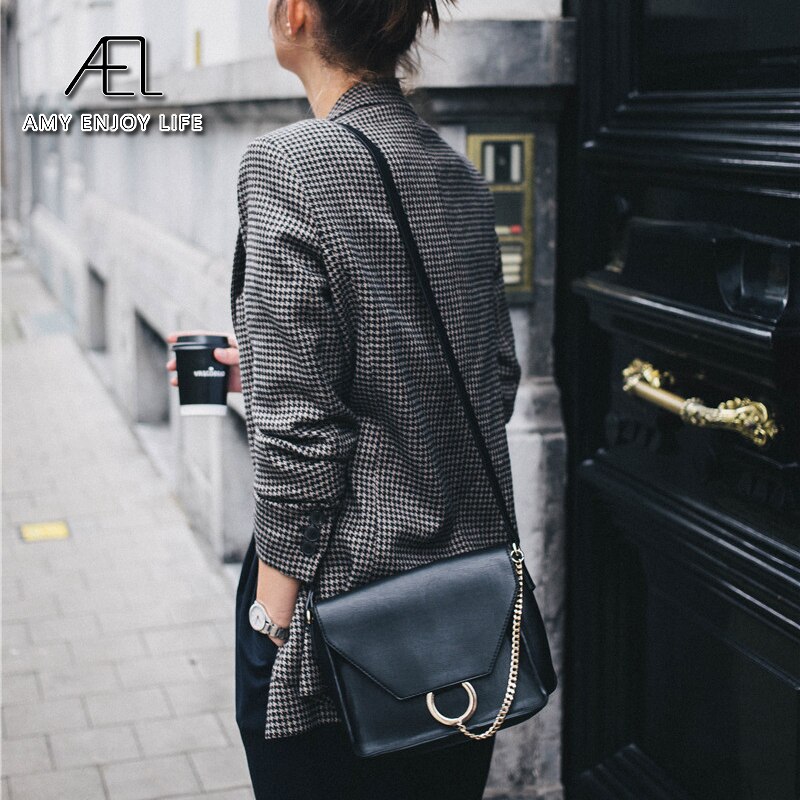 AEL-traje informal para mujer, abrigo a cuadros, ropa de otoño, urbana, ,