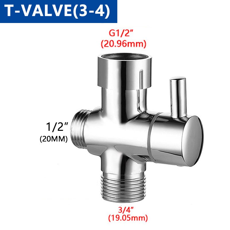 Håndholdt toalett bidet sprøyte tilbehør rustfritt stål hånd bidet kran til dårlig hånd sprøyte dusjhode (ikke et sett): Kun t-ventil (3 - 4)