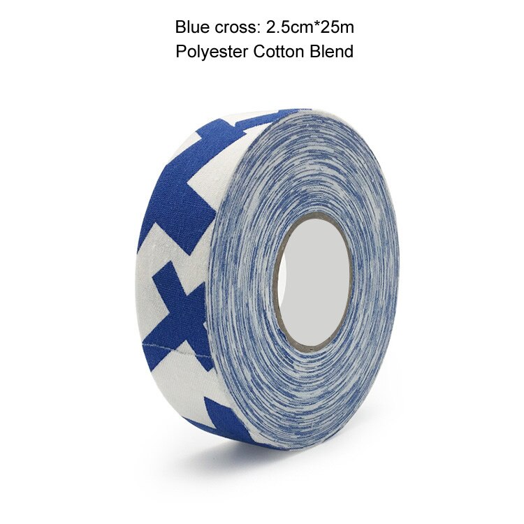 3 Rolls Hockey Grip Tape Cotton Hockey Stick Tape colorato Sport sicurezza campo da ghiaccio Hockey Badminton Golf Tape 2.5cm x 25m: 3 rools Blue cross