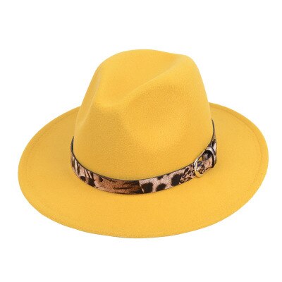 Vidvinkel mænd & kvinder outback hat panama jazz hat filt fedora hatte cowboy hat: Gul