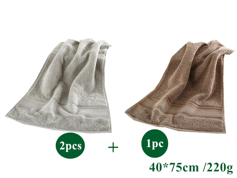 3 stk/parti egyptisk bomuld ansigtshåndklæder badeværelse rejse fitnesscenter hotel håndklæder til voksne 40*75cm superabsorberende frottéhåndklæder: 2 farver e
