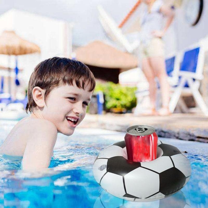 Fodbold form svømning oppustelig flydende drikke kan kopholder pool bad legetøj flyde vand coaster