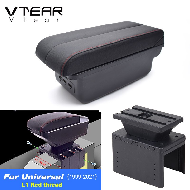 Vtear Voor Renault Megane Twingo Armsteun Interieur Center Console Storage Box Armsteun Auto-Styling Decoratie Accessoires Onderdelen: E Red thread