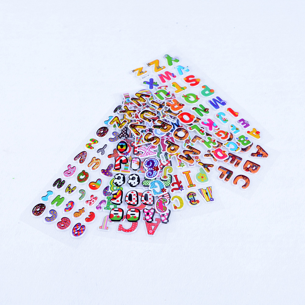 10 Sheets Alphabet Letter Bubble Sticker Cute 3d Cartoon Child Stickers for Children Baby Kids Classic Stationery 7cm*17cm