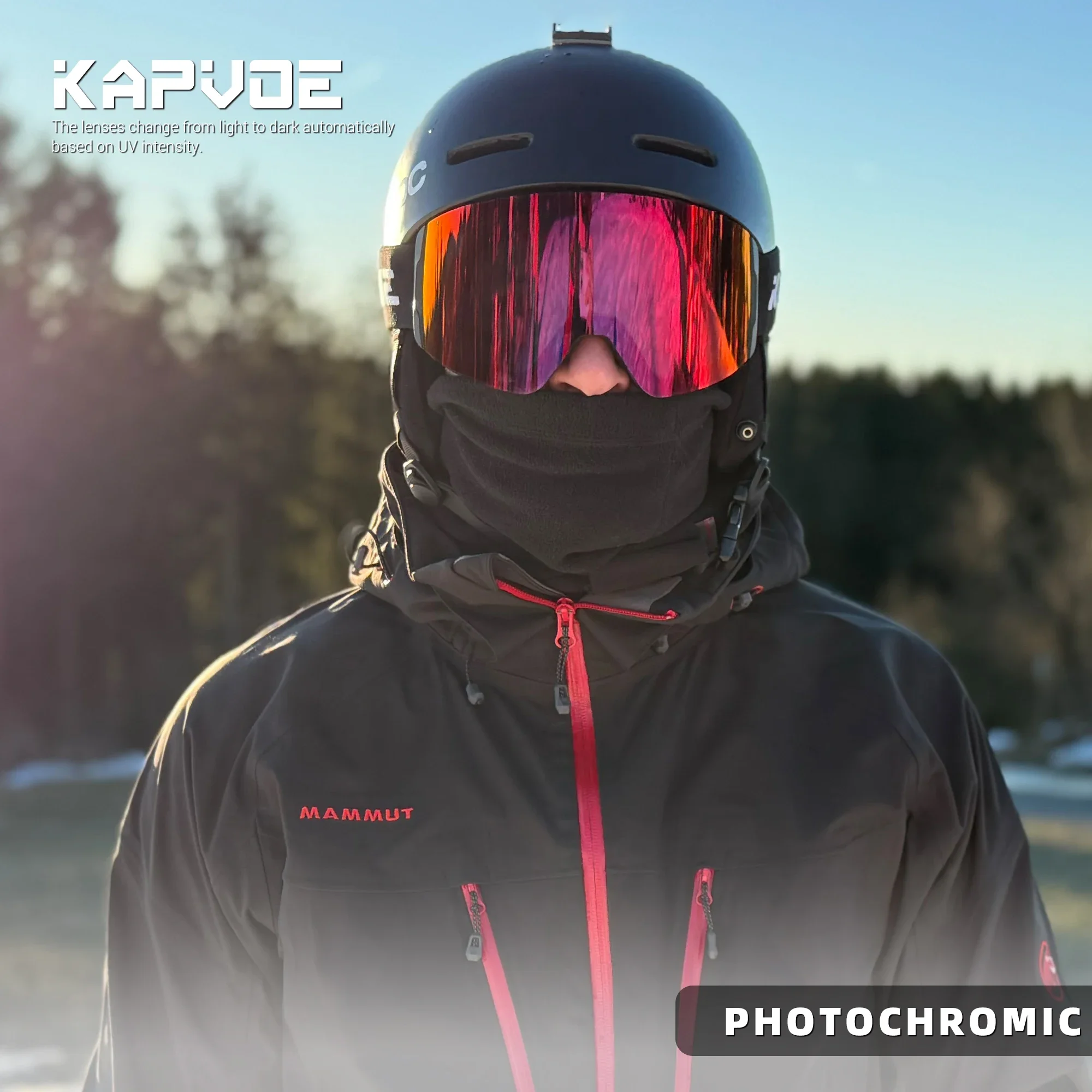 KAPVOE Photochromic Outdoor Sport Ski Snowboard Goggle Men UV400 Protection Women Glasses Magnetic Attraction Skiing Goggles