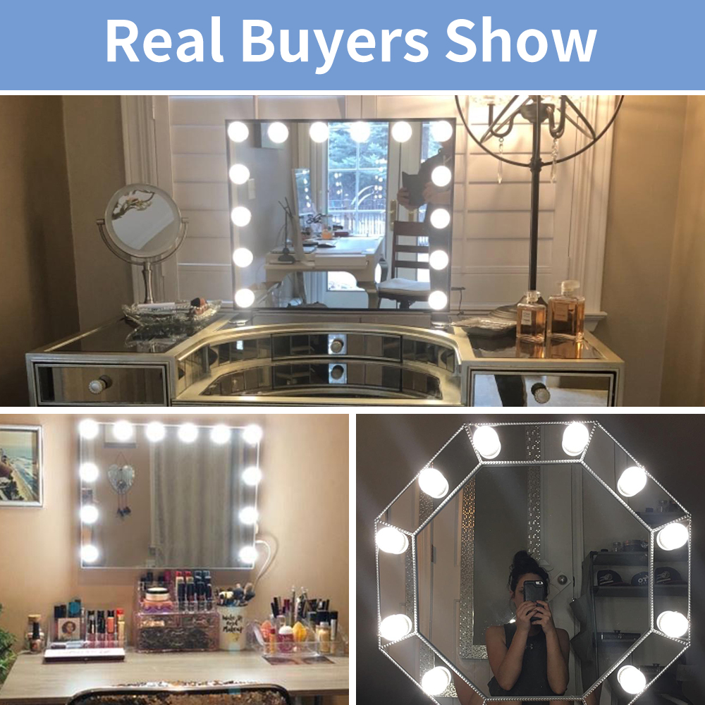 Lampada da specchio a portato per trucco lampada da toeletta dimmerabile lampada da tavolo USB Hollywood per lampade da parete a portato per specchio cosmetico da bagno in telecamera