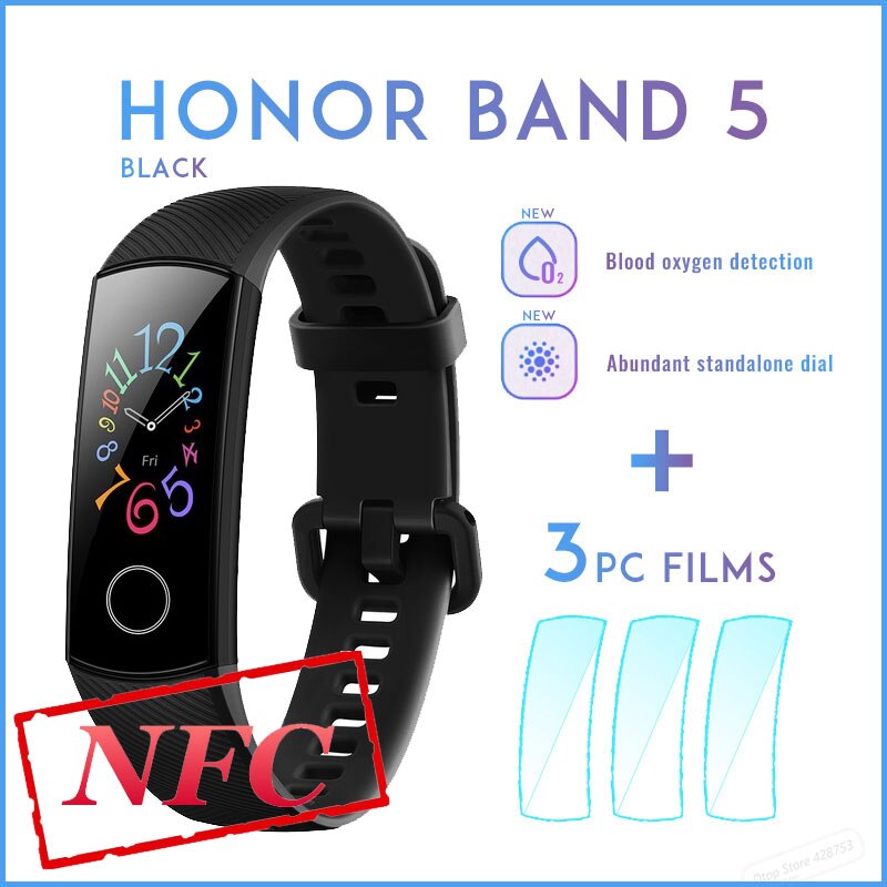 Huawei Honor Band 5 Nfc Edition Smart Armband Band Amoled Screen Sleep Monitoring 50 Meter Waterdicht Honor Band 5 Polsband: Honor 5 Nfc n Film