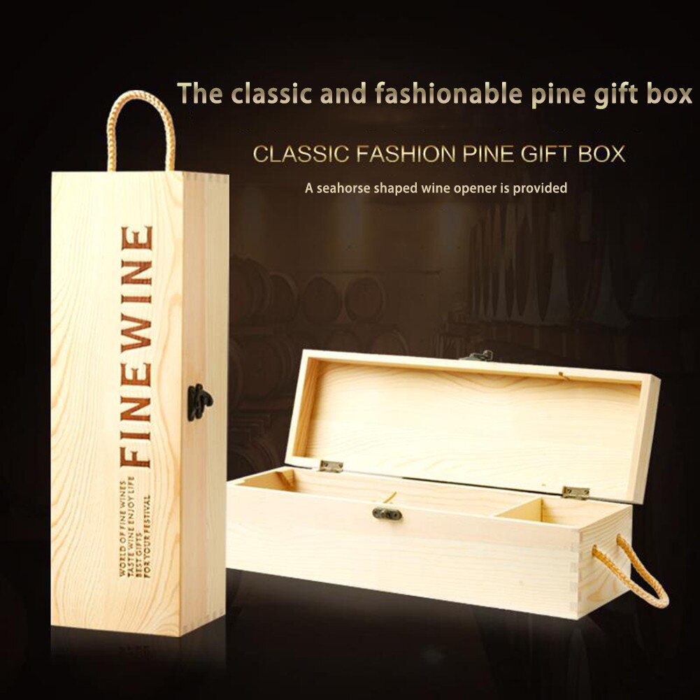 Wooden Red Wine Packing Box Single Bottle Red Wine Pine Box European Simplicity Box For Lafite Grape Whiskey Champagne