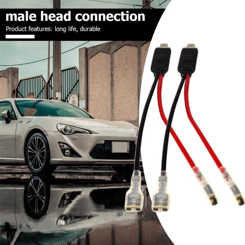 Durable 1 Pair Lightweight Headlight Adapter Cables Male Plug Single Diode Converter Cables for H1 LED HID Headlight Bulb