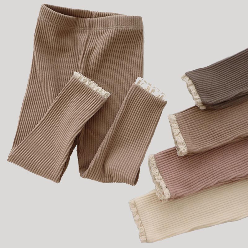 Pantaloni per bambini 2022 pantaloni Color caramella lavorati a maglia completi pantaloni Casual a righe con Leggings a costine per bambina
