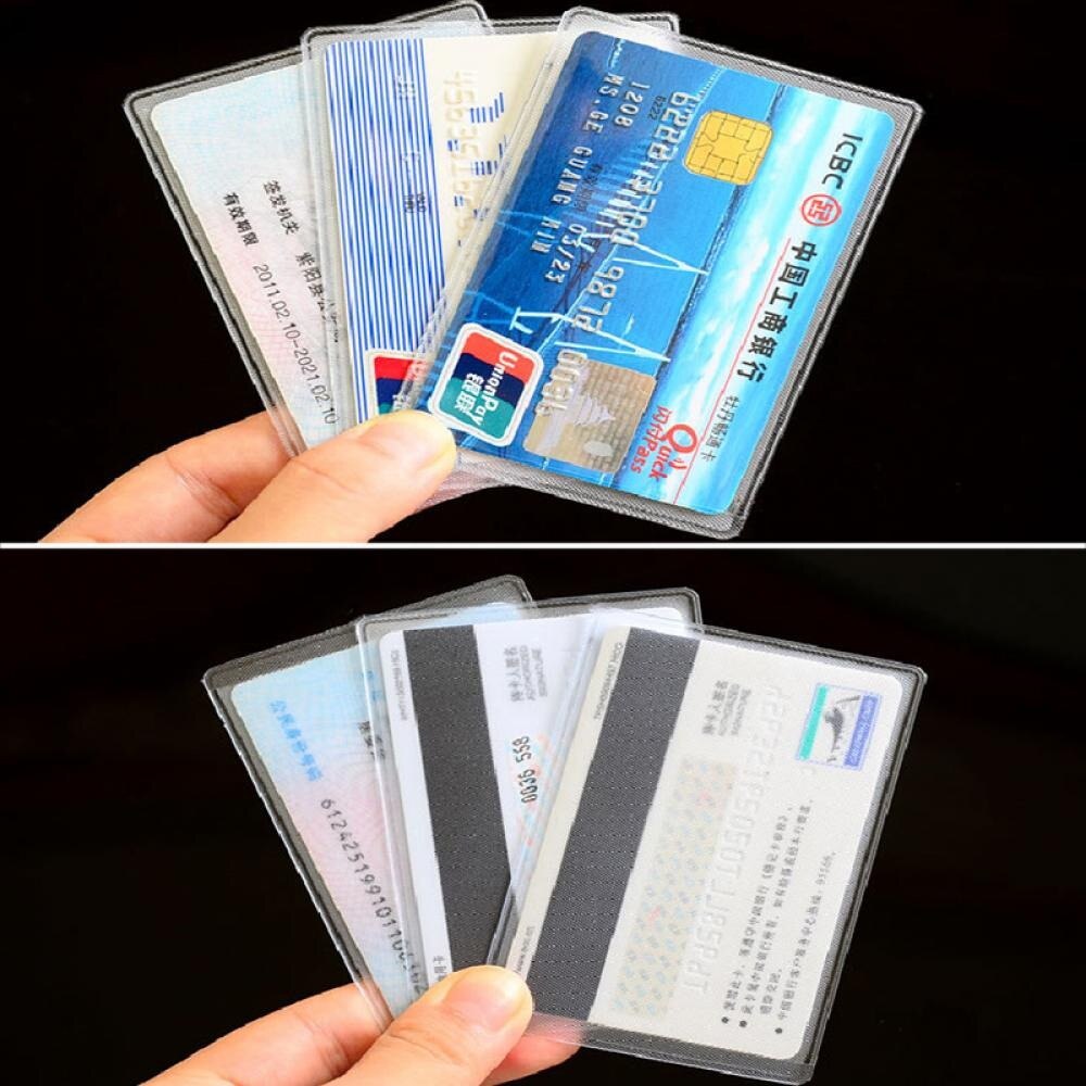 10pcs/lot Women Men Credit Card Cover Bag PVC Transparent Clear Frosted Waterproof Business ID Cards Holders Protect Bags