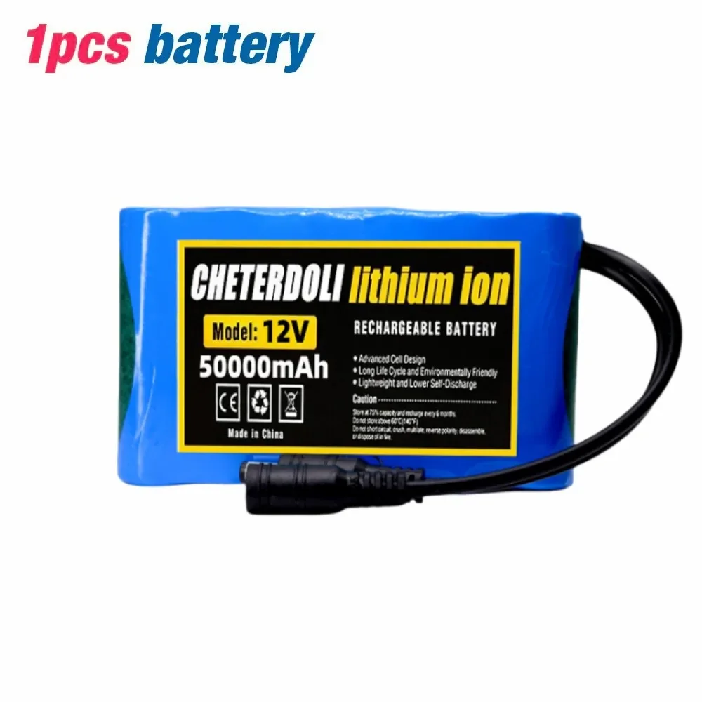 Nowy pakiet akumulatorów 3S2P z płytką zabezpieczającą, 12V 50ach, 12V 5000mAh, litowo-jonowe ogniwa 18650, akumulator DC 12.6V Super ładowalny + ładowarka: FIOLETOWY
