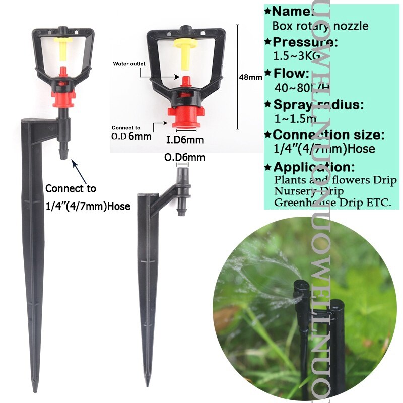 5Pcs/Lot 360 Degree Spray Jet Spike Garden Irrigation Sprinkler O.D 6mm Stakes Misting Nozzle Agricultural Plant Watering Sprays