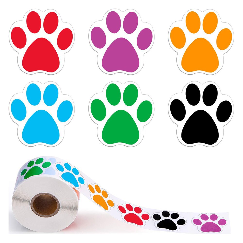 100-500pcs Colorful Paw Print Reward Stickers Dog Cat Bear Paw Labels Stickers for Laptop Teacher Student Scrapbookinng Sticker