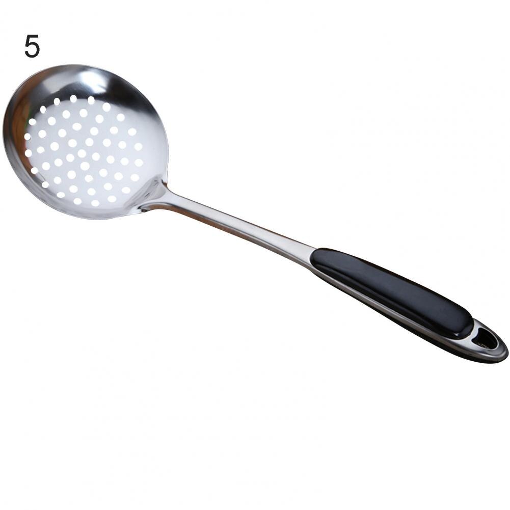 Stainless Steel Soup Spoon Colander Long Handle Spatula Kitchen Cooking Strainer Meat Fork Frying Shovel: 05
