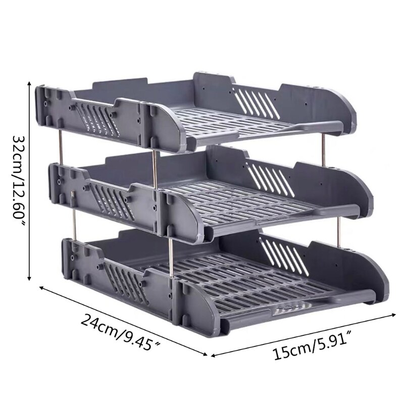 3 Layers Thicken Plastic File Desktop Storage Basket Shelf Rack Box Home Office Document Holder Organizer