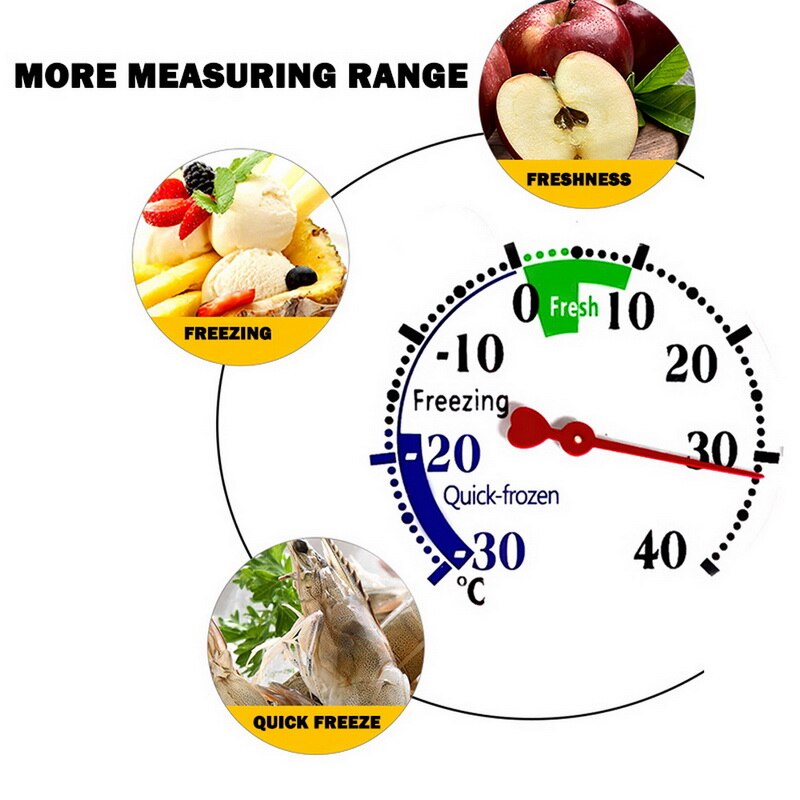Freezer Thermometer Large Round Dial Fridge Refrigerator Temperature Monitor Gauge Fridge Refrigeration Temperature Gauge
