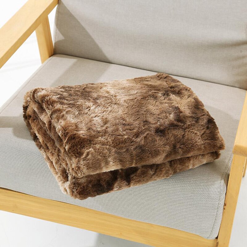 Faux Fur Throw Deken Omkeerbare Tie-dye Fuzzy Fluffy Luxe Shaggy Gooi Dikke Pluche Gezellige Fleece Deken Warm Solid Bed Plaws voor Slaapbank bank, 160x200cm, Khaki