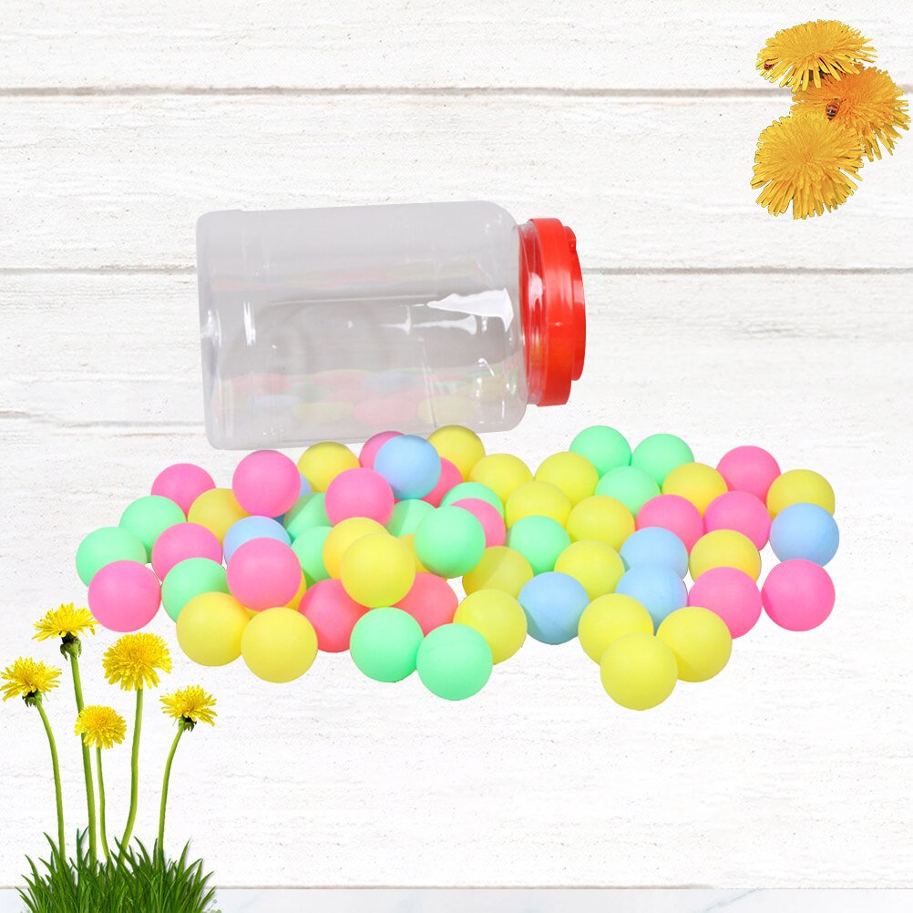 60Pcs Kleurrijke Ping Pong Bal Plastic Tafel Tennisbal Party Game Bal Levert Met Opslag Emmer Indoor Activiteiten