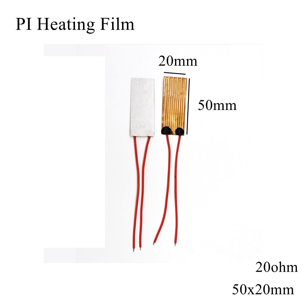 40x40mm 5v 12v 24v 110v 220v pi filme de aquecimento polyimida adesivo aquecedor elétrico placa almofada do painel esteira da folha de combustível tanque de motor de óleo: 50x20mm