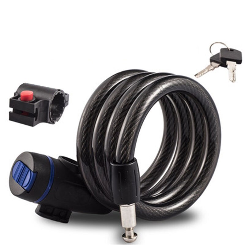 Candados de seguridad para bicicleta, Cable básico de autobobinado, combinación reiniciable, candados de bicicleta con soporte de montaje: Blue
