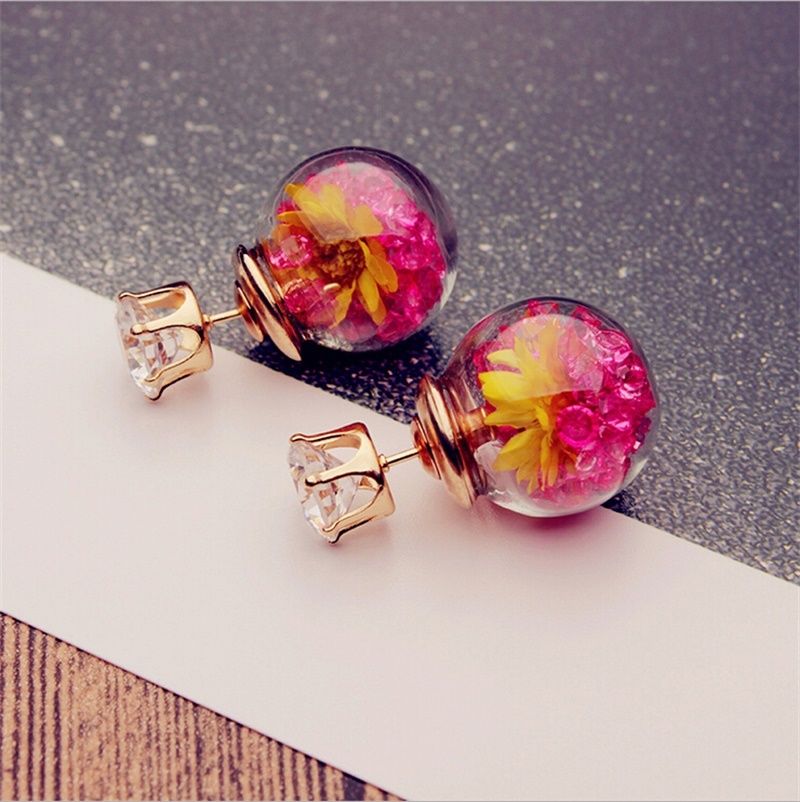 Boucles d'oreilles en métal pour femmes, coréenne, ensemble de bijoux boucles d'oreilles en Rose, fleurs, strass, coréenne,