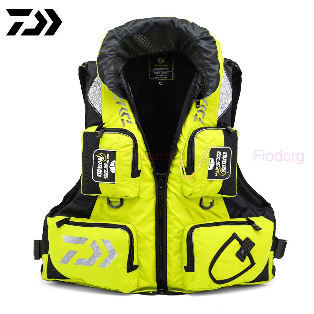 Daiwa-Chaleco de pesca al aire libre, salvavidas, ropa de pesca, aparejos de pesca, chaleco de flotación transpirable portátil: YELLOW / L