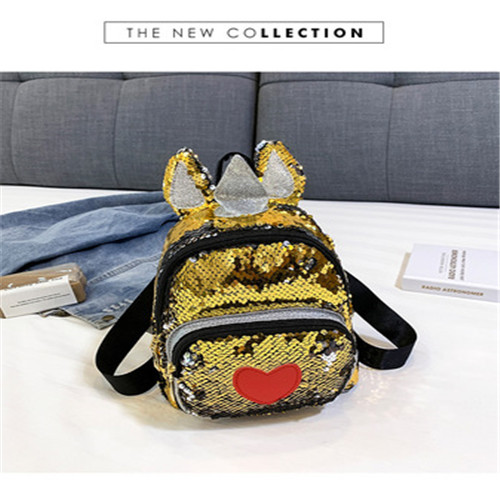 Frauen Glitter Pailletten Rucksack Nette Ohren Doppel Schulter Taschen Mini Bling Rucksäcke Kinder Mädchen Pailletten Reise Rucksäcke