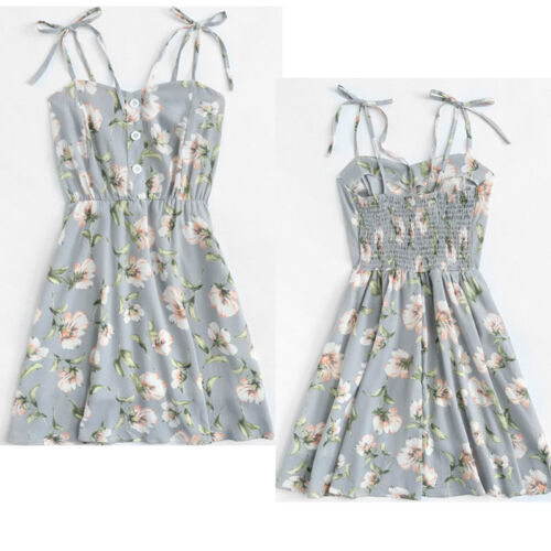 vrouwen Boho Bloemen Jurk Dames Chiffon Zomer Feestavond Strand Korte Mini Jurk Zonnejurk Nieuw in