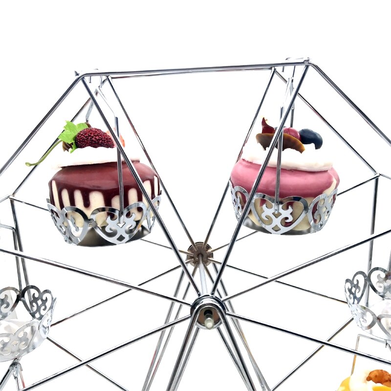 Sweettreats Ferris Wheel Cupcake Stand - Rotating Dessert Holder Station Tower - Spinning Cupcake Tray