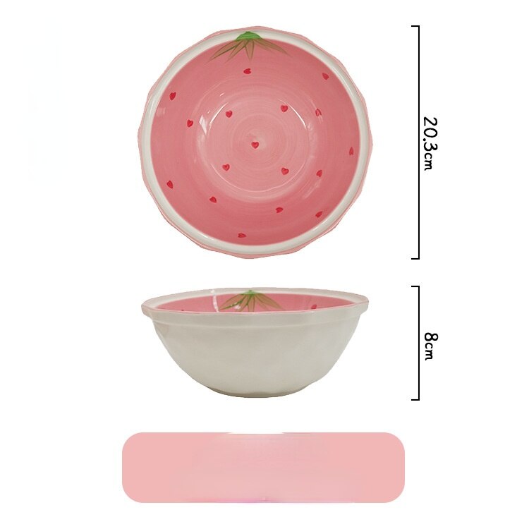 Ceramic Pink Strawberry Decorative Plate Jewelry Dish Plate Living Room Office Decoration Tableware Breakfast Bowl Home Decor: E