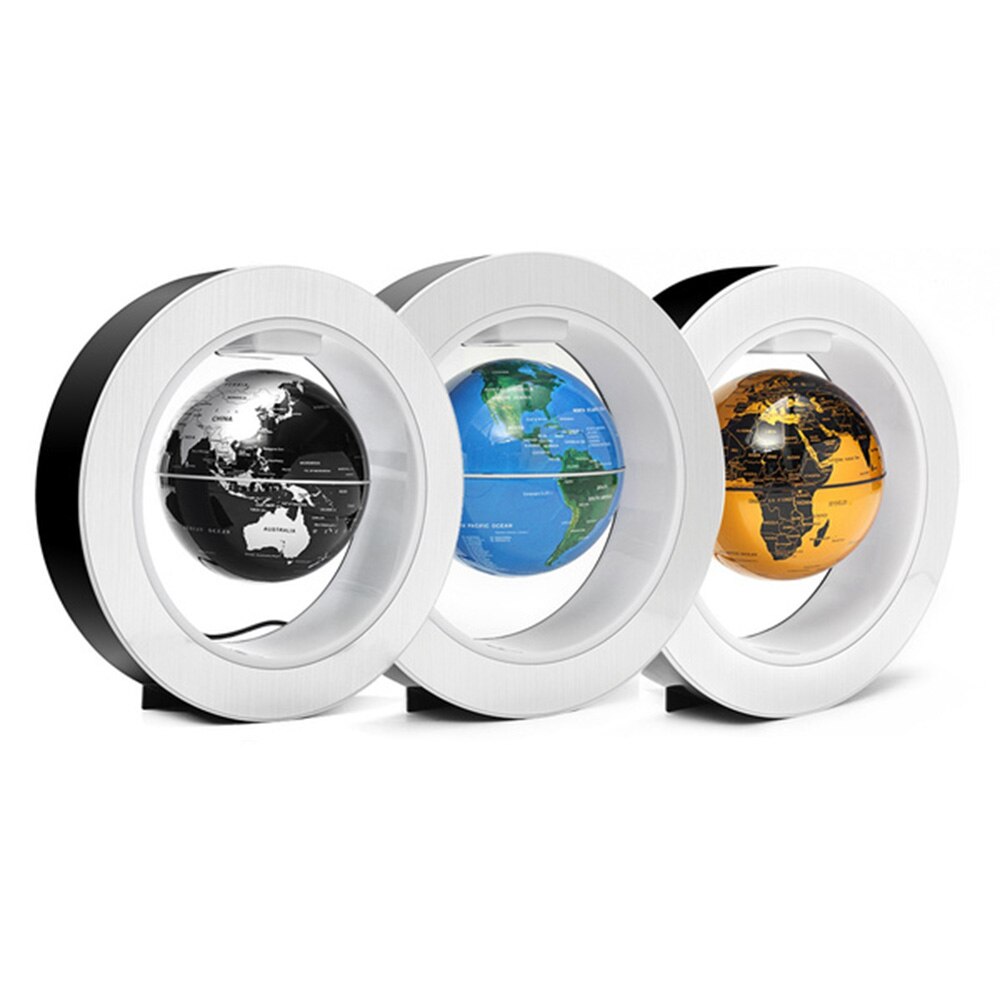 Globo redondo de luz LED, globo redondo, mapa del mundo, tierra flotante, luz de levitación magnética, antigravedad bola mágica, navidad