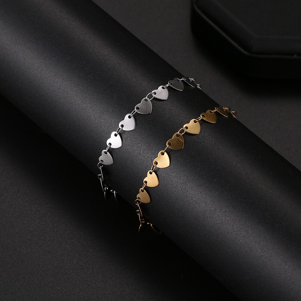 CACANA Stainless Steel Chain Bracelets For Man Women Gold Silver Color For Pendant Chain Heart Shape Donot Fade Jewelry N1864