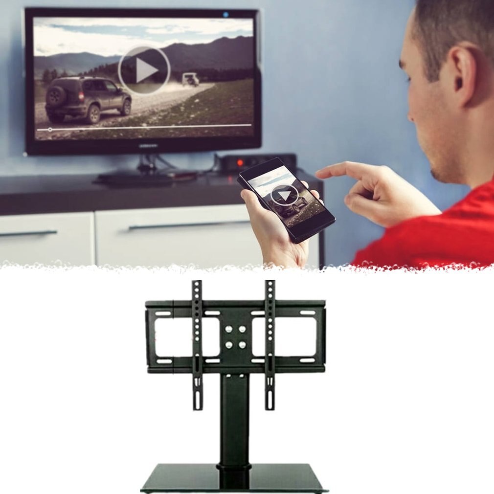 Flat TV Base Bracket Thickened LCD Flat Panel TV Double Column Base TV Desk Stand TV Table Monitor Stand