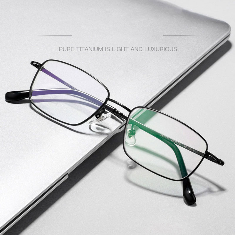 Pure Titanium Frame Glasses Full Rim Eye Glasses Nearsighted Eyeglasses and Reading Glasses Unisex Rectangle Spectacles