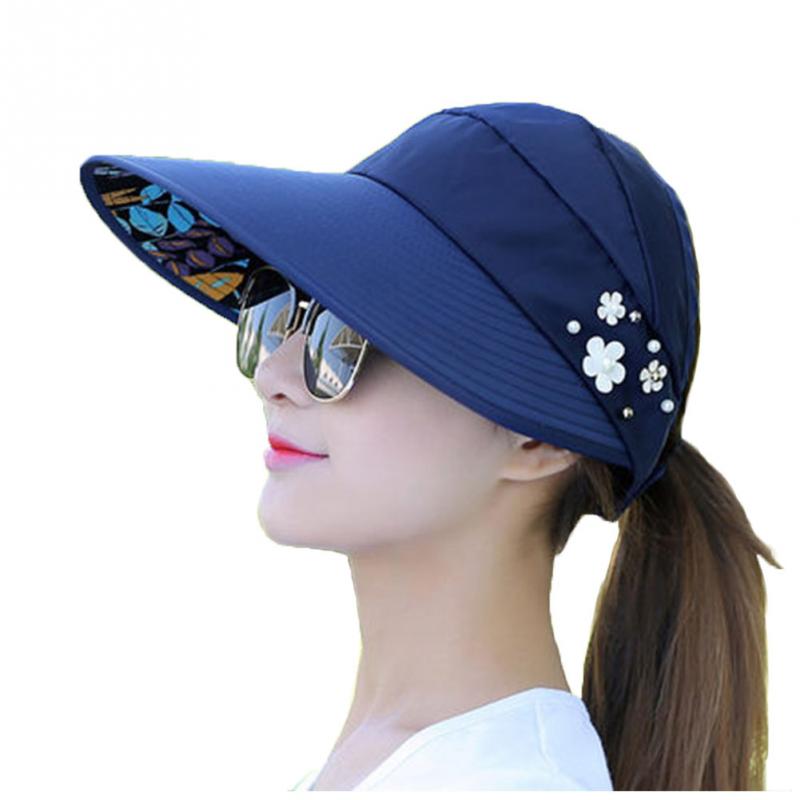 Kvinder foldbar solhat strand uv-bevis hat sommer bred skyggehætte med 7 farver til valg anti-uv hat  #137