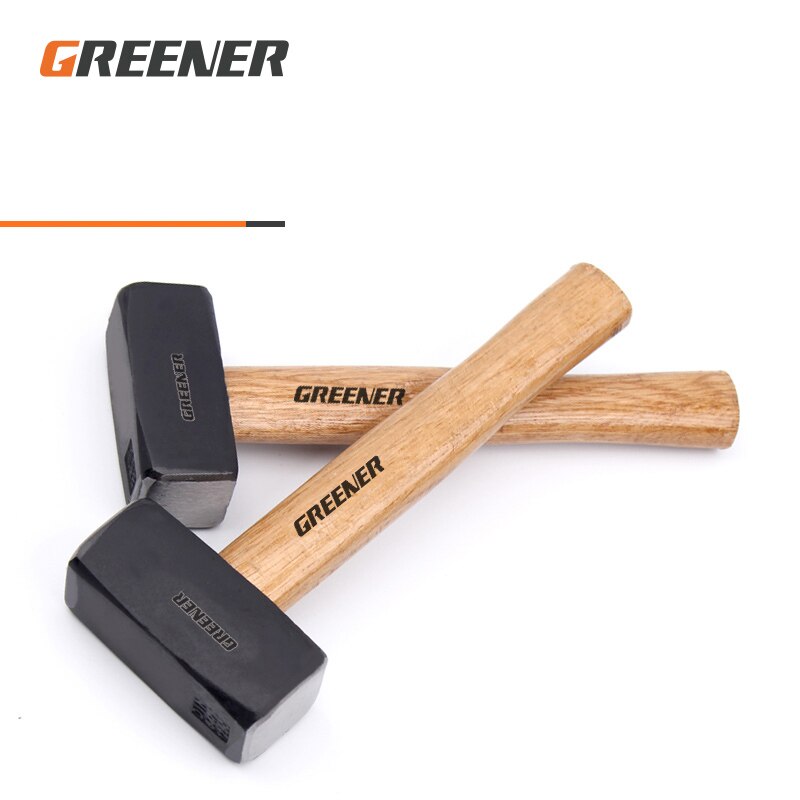 GREENER Sledgehammer Iron Hammer Square Head Wooden Handle Solid One Heavy Masonry Hammer Smashing Wall Demolition Masonry Tools