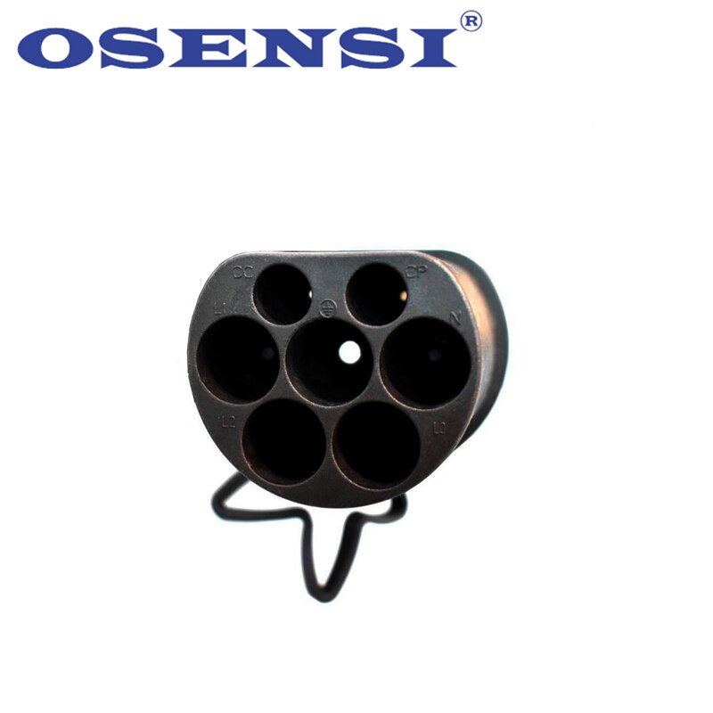 Conector de clavija lateral para vehículo eléctrico, conector macho para vehículo Mennekes EVSE IEC 62196 monofásico de 16A Tipo 2 EV, 110V-250V