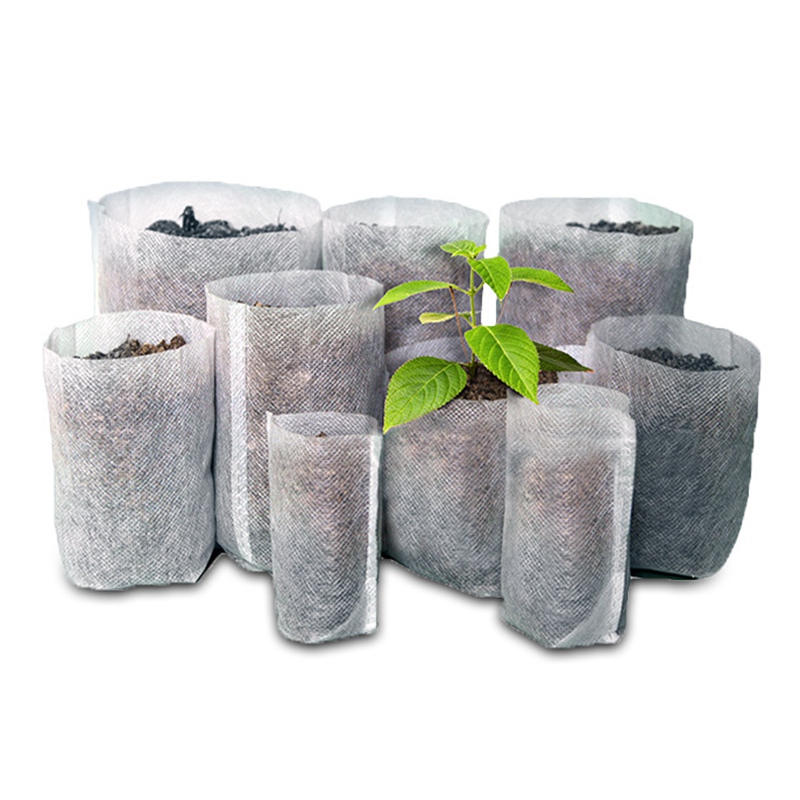 100pcs Biodegradable Non-woven Nursery Bags Plant Grow Bag Ventilation Fabric Seedling Pots Eco-Friendly Aeration Planting Pot