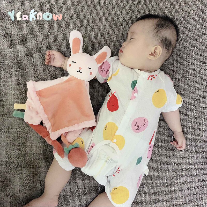 Zachte Baby Dekbed Deken Leuke Bunny Leeuw Olifant Met Zintuiglijke Chew Speelgoed Pasgeboren Snuggler
