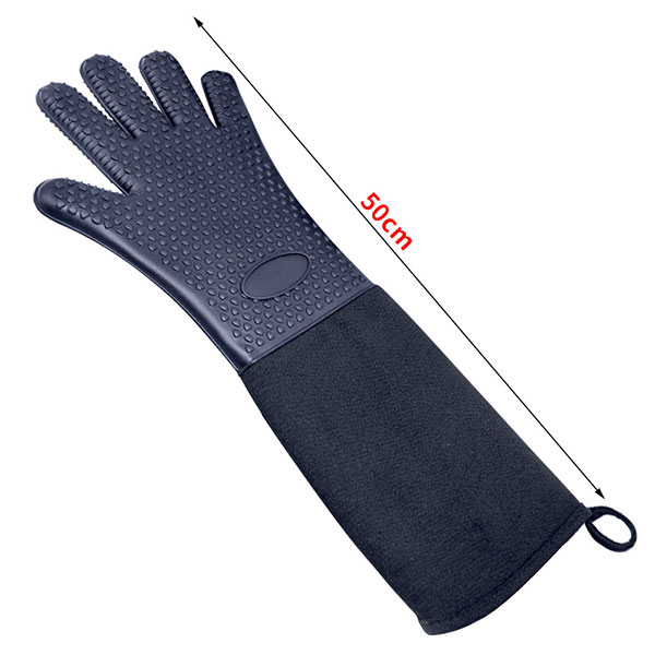 Extra Long Silicone Oven Mitts Gloves with Quilted Liner Durable Heat Resistant Grill Oven Gloves Baking Tools: Default Title