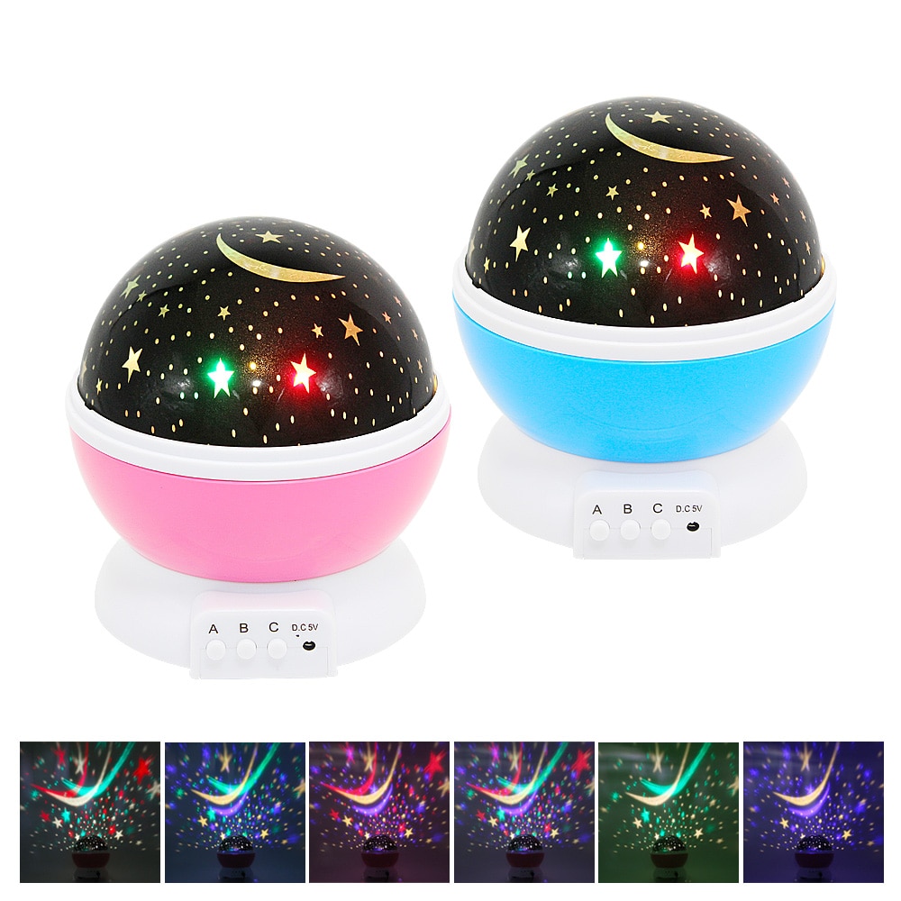 1 pcs Stars Sterrenhemel LED Nachtlampje Projector Luminaria Maan USB Roterende Tafellamp Projectie Voor Kids Baby kinderen