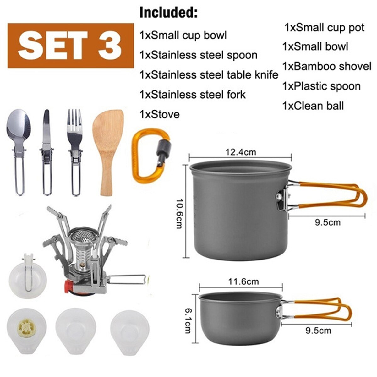 Outdoor Camping Cookware Tableware Picnic Cooking Pan Fry Pan Kettle Teapot Foldable Fork Spoon Kit Hiking Camping Picnic Tools: Red