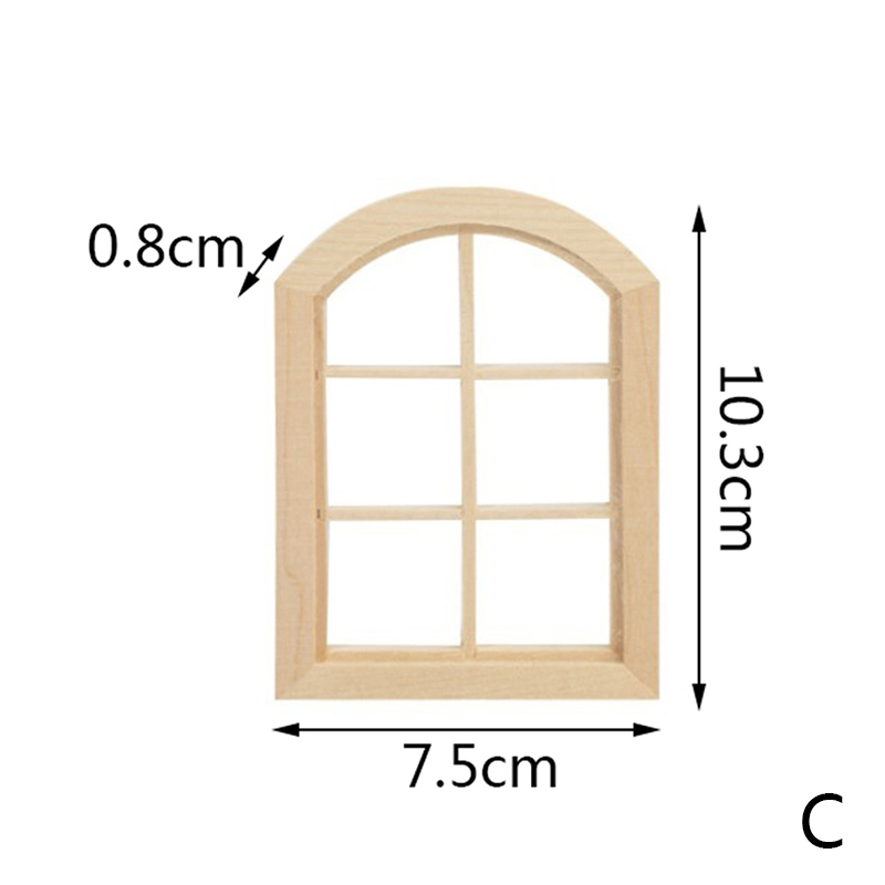 1/12 Poppenhuis Miniatuur Hout Externe Enkele Deur Houten Raamkozijn Diy Accessoires Pophuis Meubels Speelgoed Multi Stijlen: Zilver