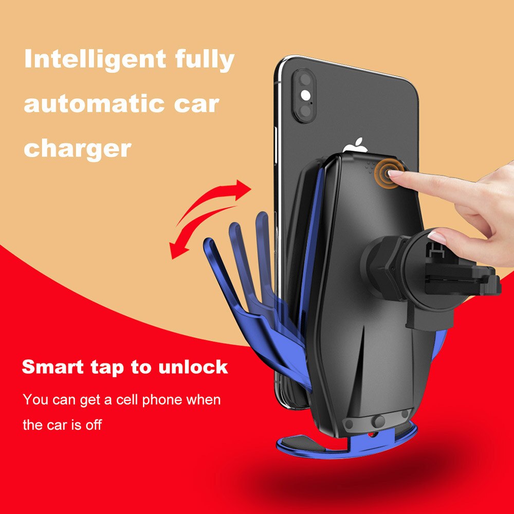 Automatische Spann 15W Auto Drahtlose Ladegerät Für iPhone 11 XS XR 8 Samsung S20 S10 Infrarot Induktion Schnelle Ladung telefon Halfter