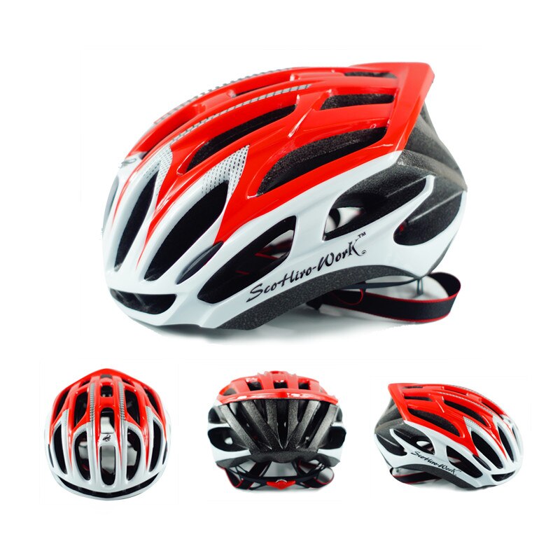 Herre voksne ultralet indstøbt cykelhjelm m  l 54-61cm mtb road mountainbike hjelm cykel casco ciclismo bici kvinder: Rød hvid / L