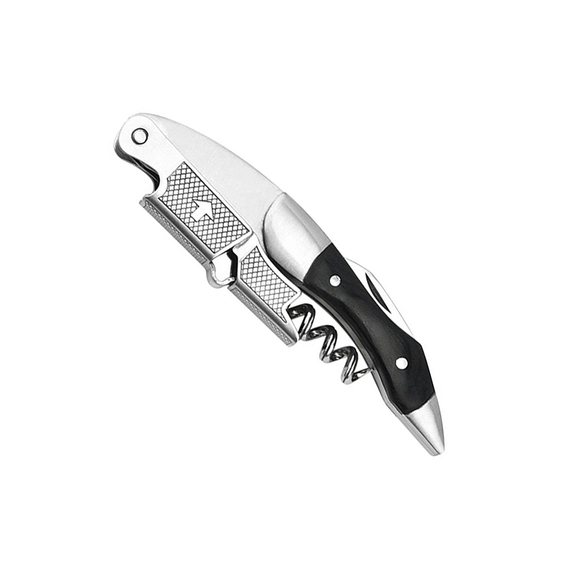 FLYMUYU Waiters Corkscrew,Wine Key with Ergonomic Wood Grip, Beer Bottle Opener, and Foil Cutter for Wine Lovers: light green
