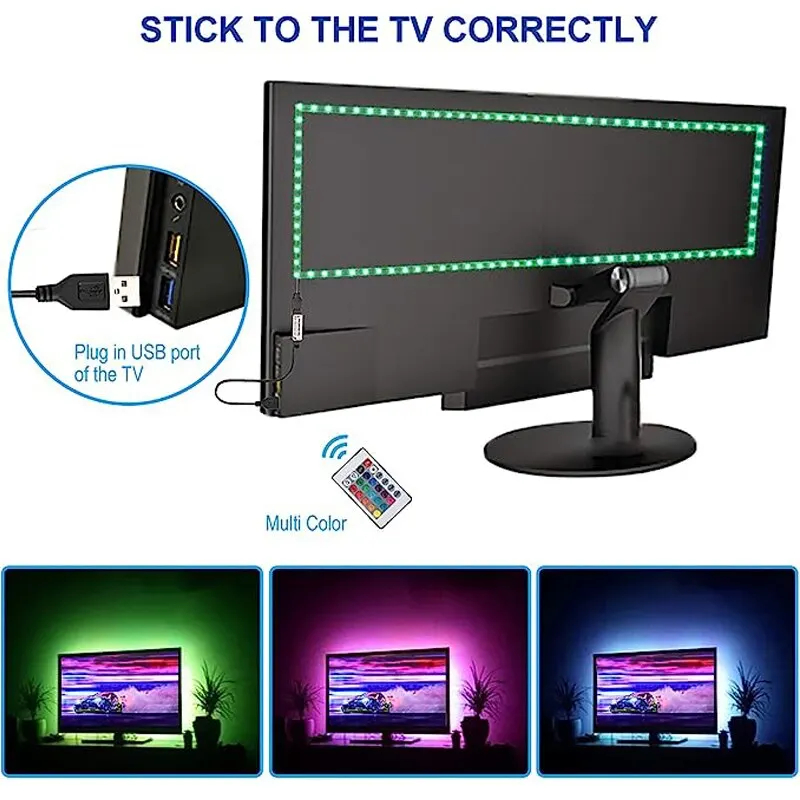 SMD5050 1M/2M/3M taśma LED USB Light TV ekran pulpitu podświetlenie zmiana koloru dekoracja sypialni DC5V lampa LED DIY oświetlenie