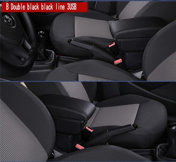 Für Chevrolet Funken III armlehne Kasten Universal- Wagen center konsole änderung zubehör doppel angehoben mit USB: B-Schwarz Schwarz Linie