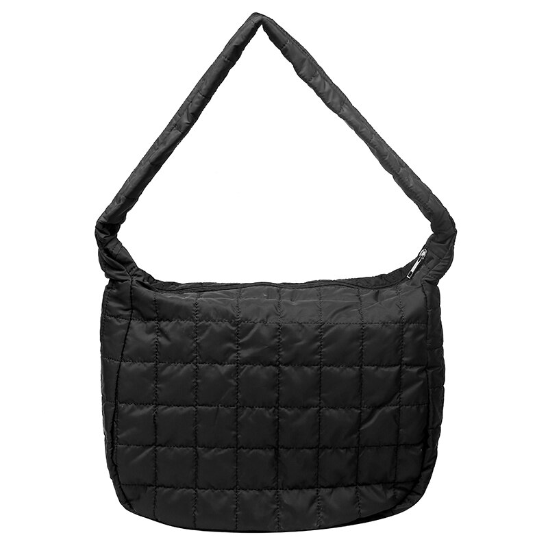 FOKH Grote Puffer Tote Bag, Trendy Luxe Chic Gewatteerde Katoen Gewatteerde Designer Handtassen Vrouwen, Winter Zachte Puffer Schoudertas Nylon Down Kussen Tas Dames Handtassen & Shopper Bag, Grijs